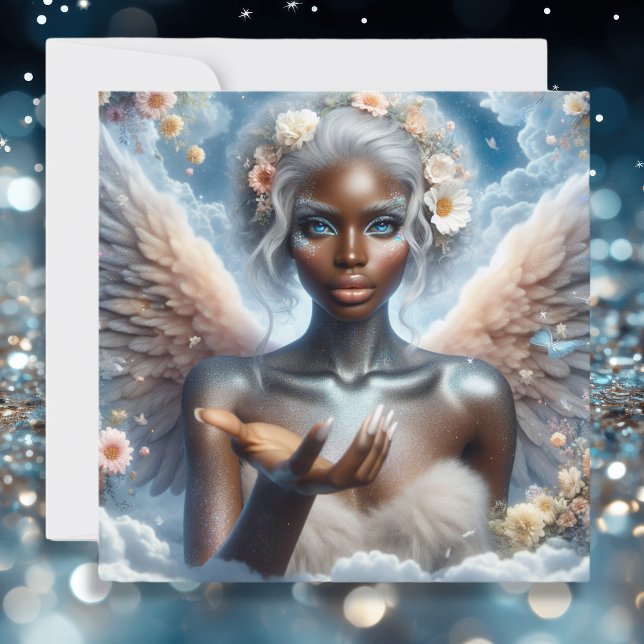 Carte Jour magique | Angle noir avec yeux bleus (Créateur téléchargé)