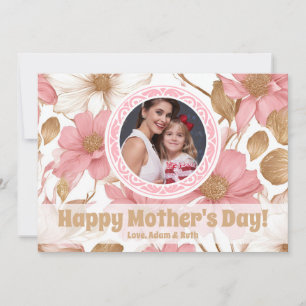 Carte Jour Mille Pink Gold Floral Photo Mères