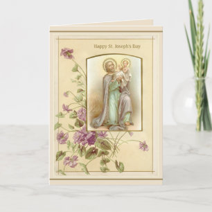 Carte Jour Saint-Joseph Enfant Jésus Vintage religieux