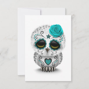 Carte Jour Turquoise de la Chouette crâne Morte Chouette