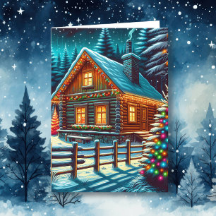 Carte Journal Cabine le soir de Noël Personnalisé