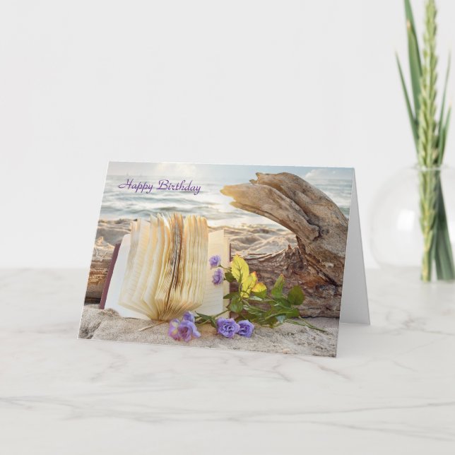 Carte journal et roses sur le bois de flottage (Devant)