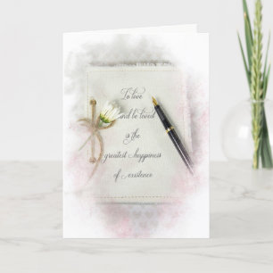 Carte Journal mariage avec marguerite et stylo