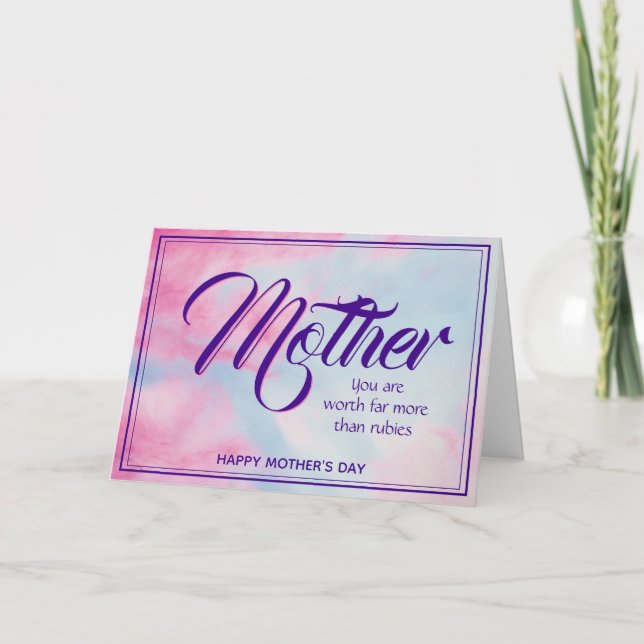 Carte JOURNÉE DE LA MÈRE Les Proverbes Chrétiens 31 Rose (Devant)