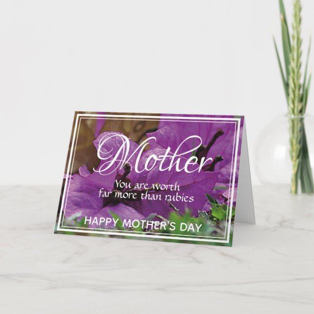 Carte JOURNÉE DE LA MÈRE Purple WORTH PLUS QUE RUBIES (Devant)