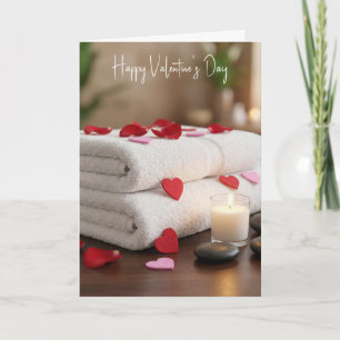 Carte Journée de la Saint-Valentin au spa avec des cœurs
