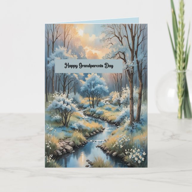 Carte Journée des grands-parents avec la forêt bleue (Devant)