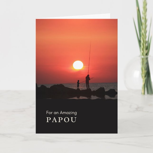 Carte Journée des grands-parents pour Papou, Pêche à la  (Devant)