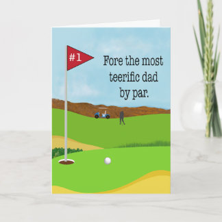 Carte Journee du père humour de golf pun