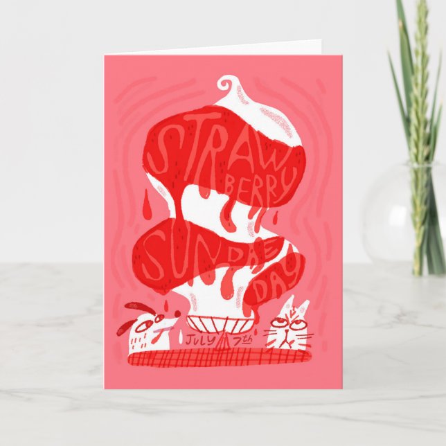 Carte Journée nationale du dimanche des fraises 7 juille (Devant)