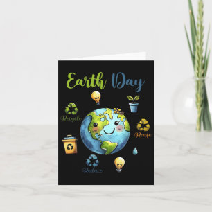 Carte Journée rétro de la Terre Réduire Réutiliser Recyc