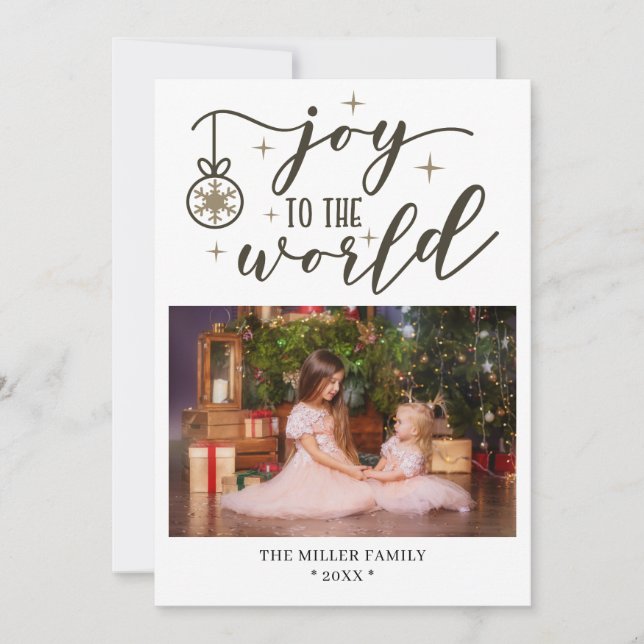 Carte Joy To The World Photo Nom Personnalisé (Devant)