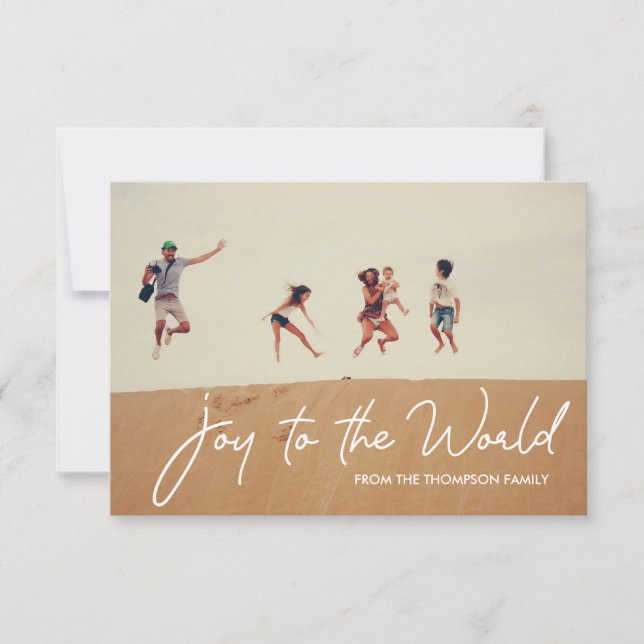Carte Joy to World Typographie Script Family Photo (Devant)