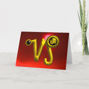 Carte Joyau d'anniversaire CAPRICORN Gold Zodiac, Ruby r