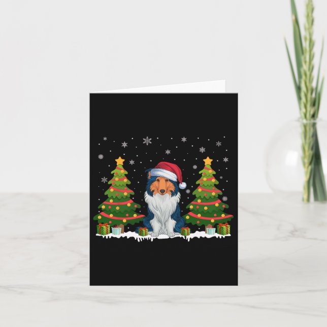 Carte Joyau de Noël Arbre clair Collie Chien de Santa Ha (Devant)