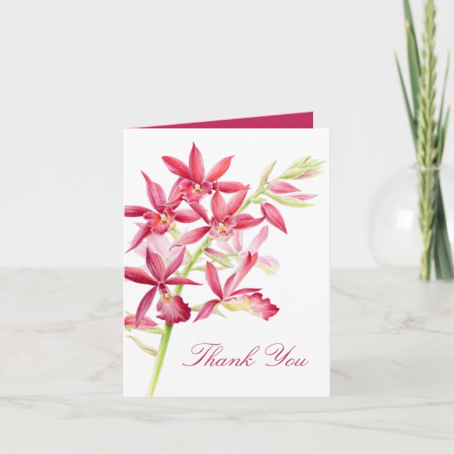 Carte Joyau rouge orchidée mariage merci (Devant)