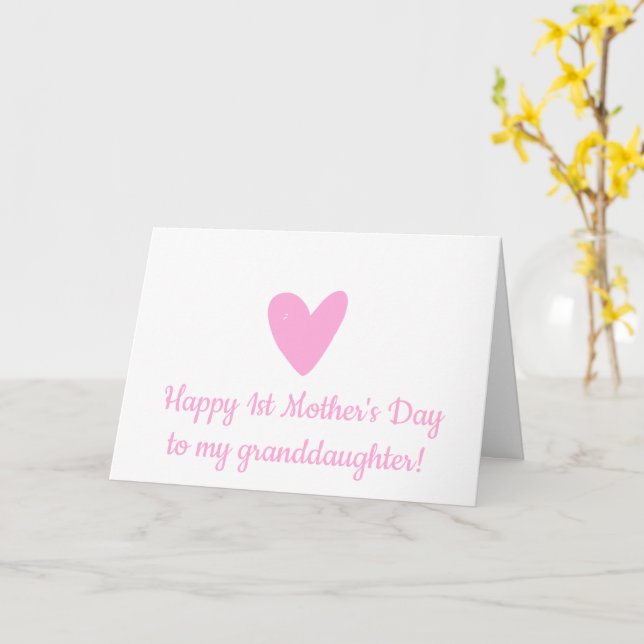 Carte Joyeuse 1ère Fête des Mères à Grand-Fille Coeur Ro (Fleur jaune)