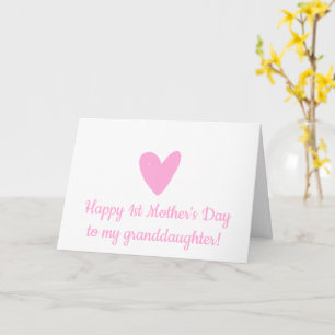 Carte Joyeuse 1ère Fête des Mères à Grand-Fille Coeur Ro