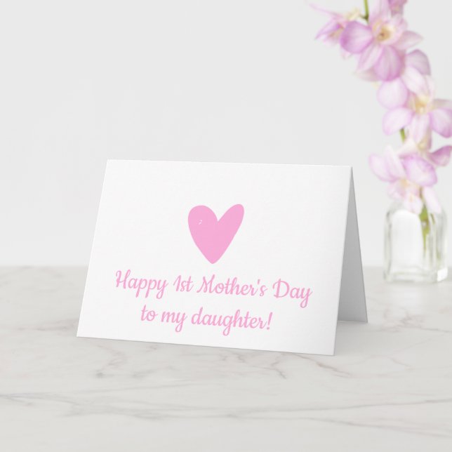 Carte Joyeuse 1ère Fête des Mères à la Fille Coeur rose  (Orchidée)