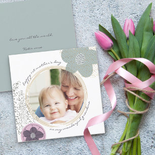 Carte Joyeuse 1ère Fête des mères Grand-mère Photo Fleur