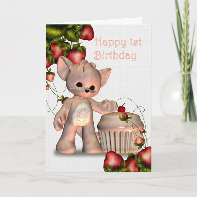 Carte Joyeuse 1ère fille anniversaire (Devant)