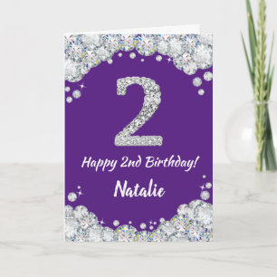 Carte Joyeuse 2e anniversaire Parties scintillant violet