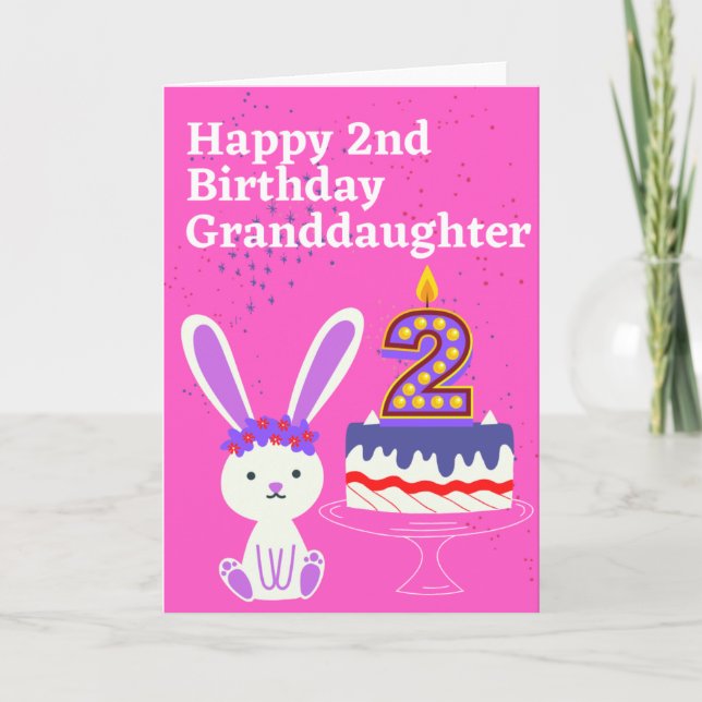 Carte Joyeuse 2e anniversaire petite-fille (Devant)