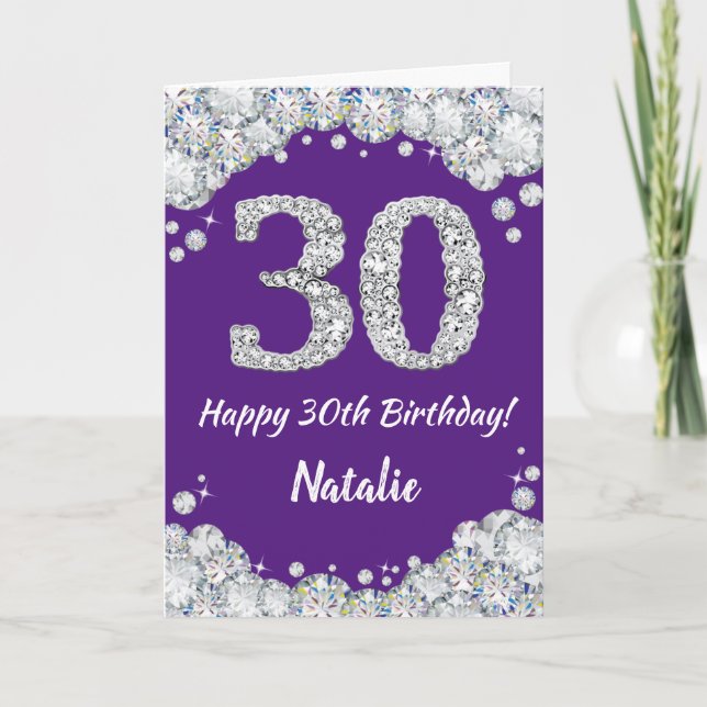 Carte Joyeuse 30e anniversaire Parties scintillant viole (Devant)