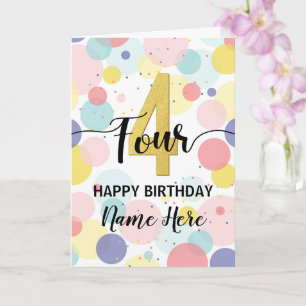 Carte Joyeuse 4e anniversaire Pastel Rainbow Gold Woman