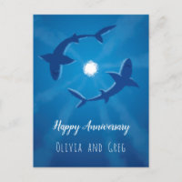 Carte Joyeuse Anniversaire Requins Couple Silver M