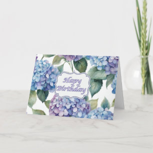 Carte Joyeuse aquarelle d'anniversaire Hydrangea Fleurs