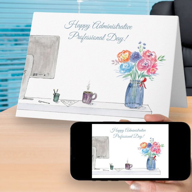 Carte Joyeuse aquarelle de jour professionnelle administ (Créateur téléchargé)