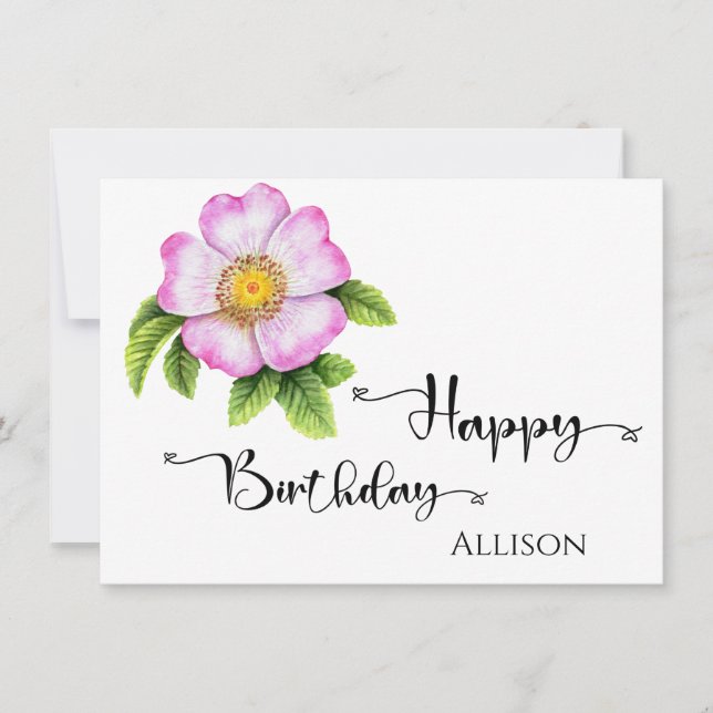 Carte Joyeuse aquarelle florale d'anniversaire (Devant)