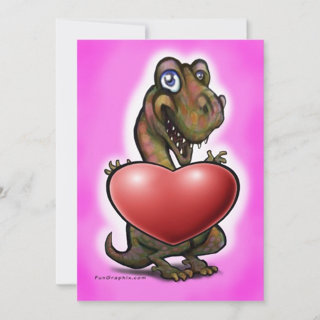 Carte Joyeuse avec un cœur de T-Rex bébé (Devant)