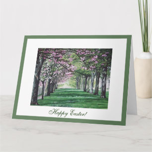 Carte Joyeuse bonnie de Pâques Ecosse cerisier rose