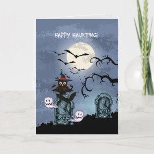 Carte Joyeuse Chasse Chasse Chouette Fantômes Et Bateaux