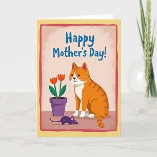 Carte Joyeuse Chat Orange Mat