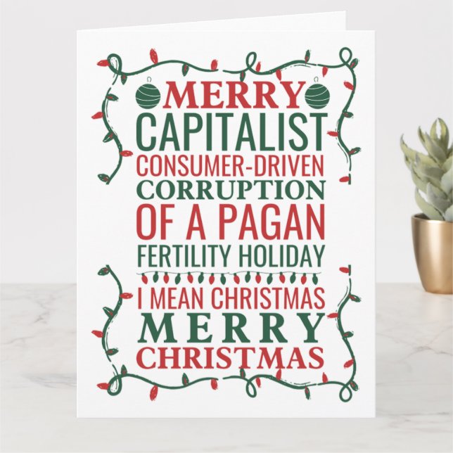 Carte Joyeuse Corruption D'Une Fête Pagan, Père Noël Don (Petite plante)