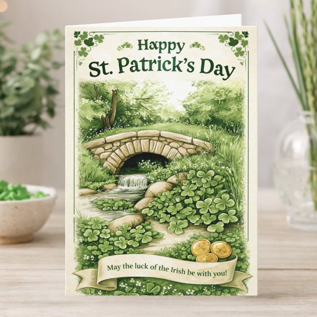 Carte Joyeuse de la Saint-Patrick – Trèfles Verts (Créateur téléchargé)