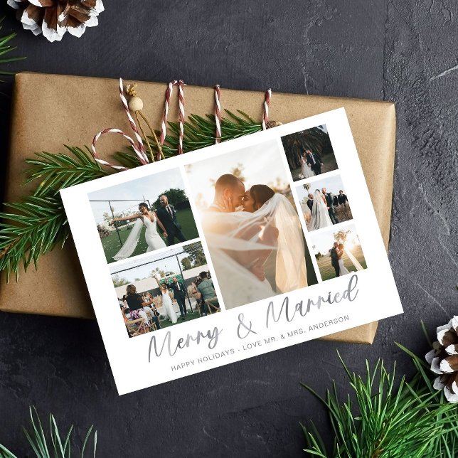 Carte Joyeuse et mariée Silver 6 Multi Photo Holiday Car (Créateur téléchargé)
