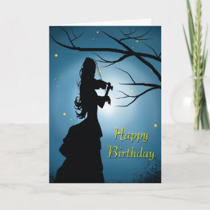 Carte Joyeuse Femme D'Anniversaire Jouant Un Violon