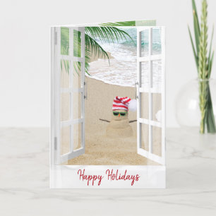 Carte Joyeuse fenêtre de la plage Holidays