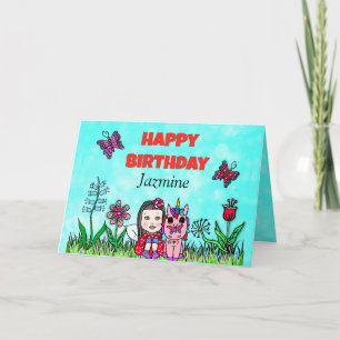Carte Joyeuse fête d'anniversaire et Unicorn personnalis