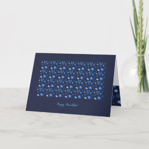 Carte Joyeuse fête de Hanoukka Belle décoration bleue