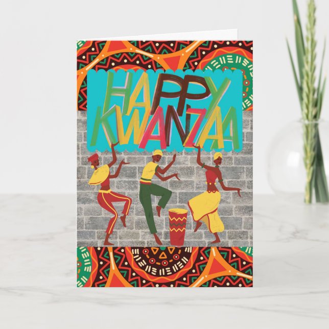 Carte Joyeuse fête de Kwanzaa avec danse (Devant)