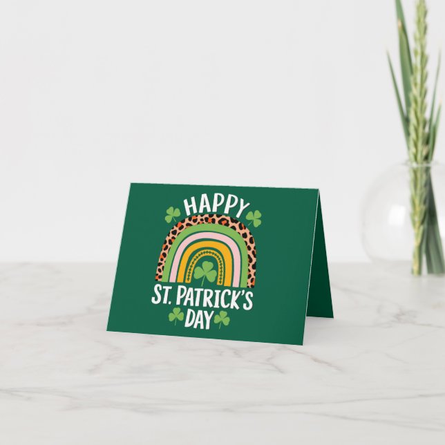 Carte Joyeuse fête de la Saint-Patrick Arc-en-ciel Trèfl (Devant)