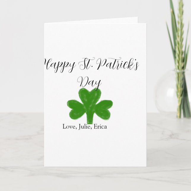 Carte Joyeuse fête de la Saint-Patrick trèfle vert nom  (Devant)