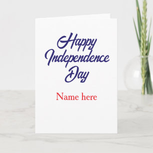 Carte joyeuse fête de l'indépendance nom bleu rouge amér