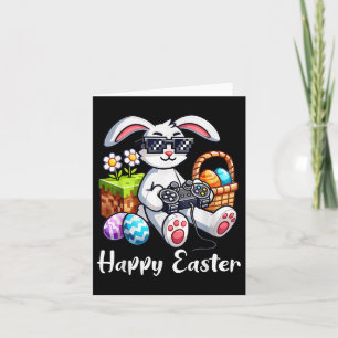 Carte Joyeuse fête de Pâques Lapin Œuf Jeu vidéo Enfants