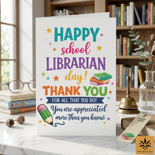 Carte Joyeuse Fête des bibliothécaires scolaires Merci